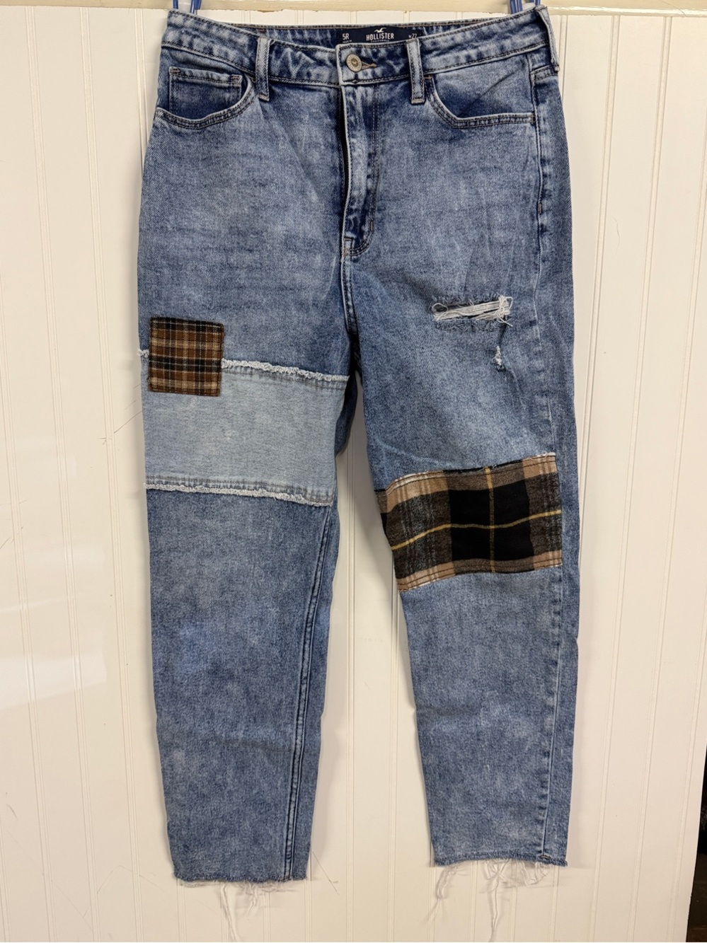 Hollister Patchwork Light Blue Slim Straight Jeans